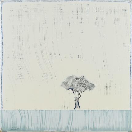 Gemälde Sur le bleu d'un sol 464 von ChristophL | Gemälde Figurativ Acryl, Holz, Tinte Landschaften, Minimalistisch