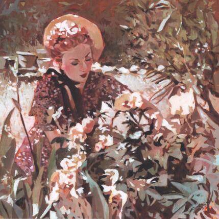 Painting Le chapeau de paille by Gemini. H  | Painting Realism Acrylic, Oil Life style, Nature, Portrait