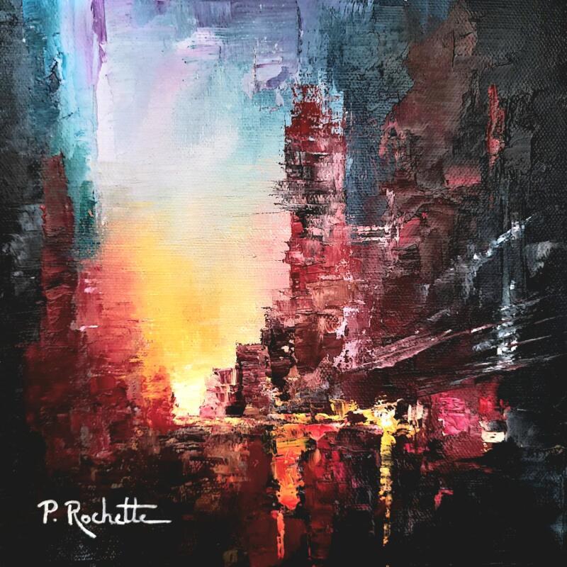Painting Urban sunset by Rochette Patrice | Painting Figurative Urban Oil