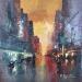 Painting Sunset in New-York by Rochette Patrice | Painting Figurative Urban Oil