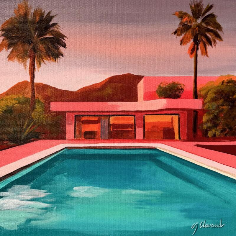 Painting VILLA ROSE by Clavaud Morgane | Painting Figurative Landscapes Architecture Acrylic