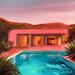 Painting THE PINK HOUR by Clavaud Morgane | Painting Figurative Landscapes Architecture Acrylic