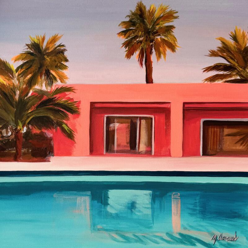 Gemälde POOLSIDE REVERIE von Clavaud Morgane | Gemälde Figurativ Landschaften Architektur Acryl