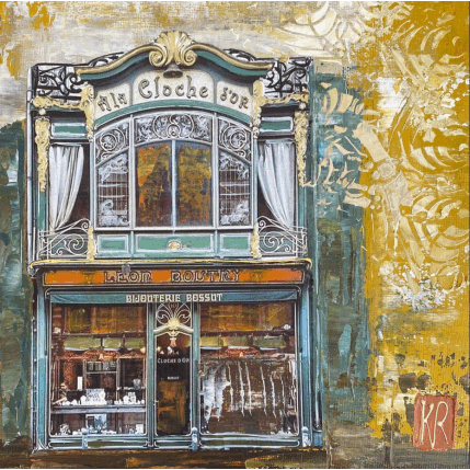 Painting A la cloche d'or by Romanelli Karine | Painting Figurative Acrylic, Gluing Pop icons