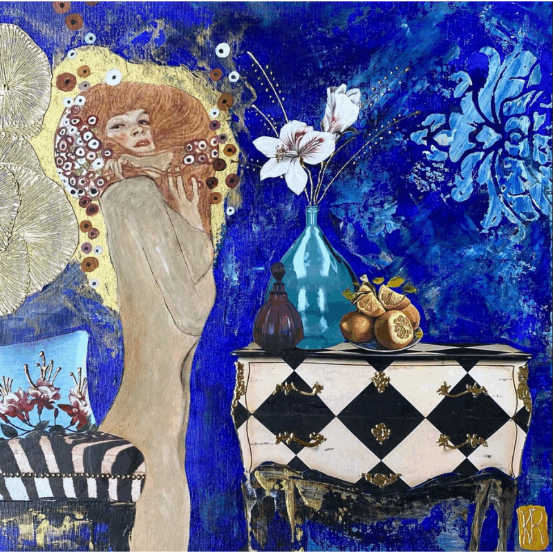 Painting Mia by Romanelli Karine | Painting Figurative Acrylic Gluing