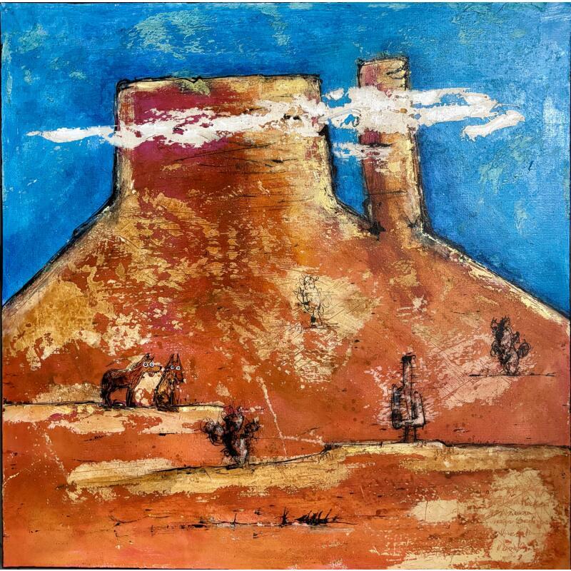 Painting Two Coyotes Free in Arizona by Maury Hervé | Painting Raw art Animals