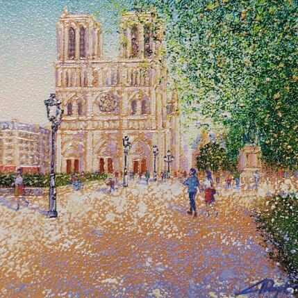 Painting La cathédrale Notre-Dame de Paris by Dessapt Alan | Painting Figurative Acrylic, Oil Urban