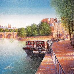 Peinture Les quais de Paris par Dessapt Alan | Tableau Figuratif Acrylique, Huile Urbain