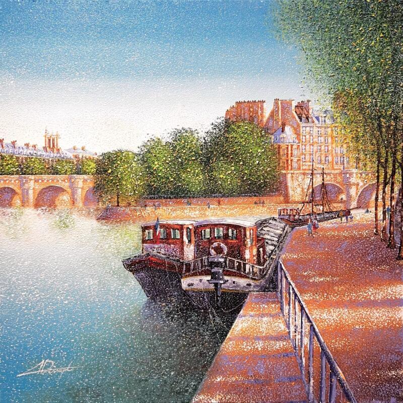Peinture Les quais de Paris par Dessapt Alan | Tableau Figuratif Urbain Huile Acrylique