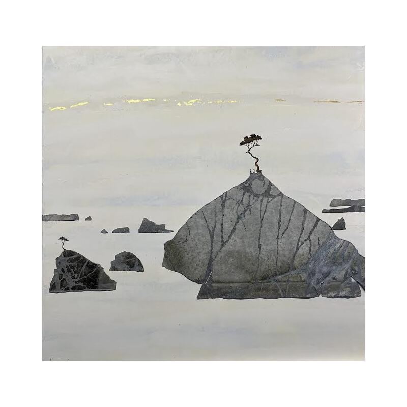 Peinture A 564 - Dans les brumes par Lemonnier  | Tableau Matiérisme Paysages Acrylique Zinc