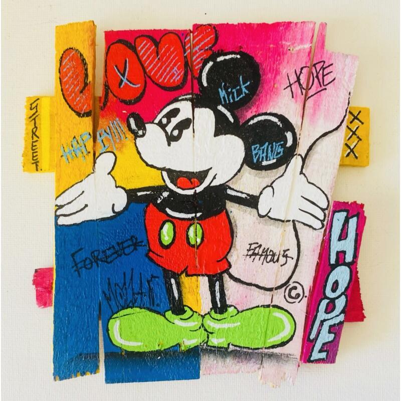 Peinture Hello par Molla Nathalie  | Tableau Pop-art Icones Pop Bois Acrylique Posca