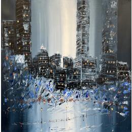 Painting La nuit tombe sur Central Park by Rousseau Patrick | Painting Figurative Oil Urban