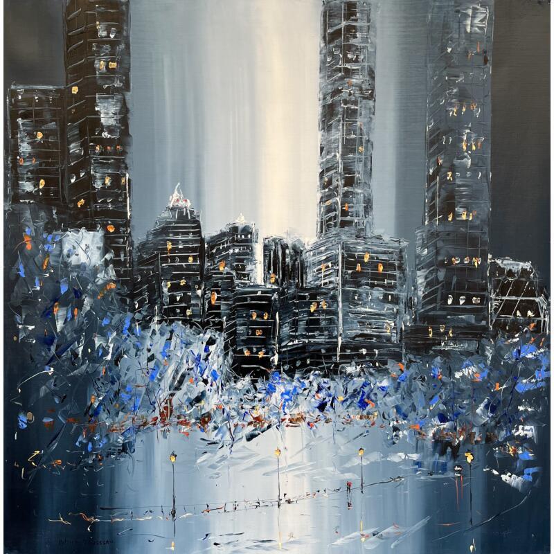 Peinture La nuit tombe sur Central Park par Rousseau Patrick | Tableau Figuratif Urbain Huile