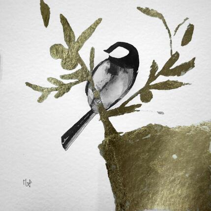 Peinture L'encre dorée par Mü | Tableau Figuratif Encre, Feuille d'or Animaux, Nature, Noir & blanc