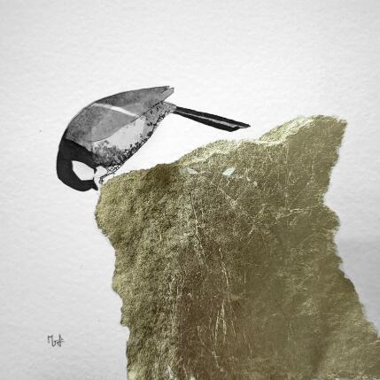 Peinture Bloc d'or par Mü | Tableau Figuratif Encre, Feuille d'or Animaux, Nature, Noir & blanc