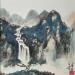 Painting Waterfall I by Yu Huan Huan | Painting Figurative Landscapes Watercolor Ink