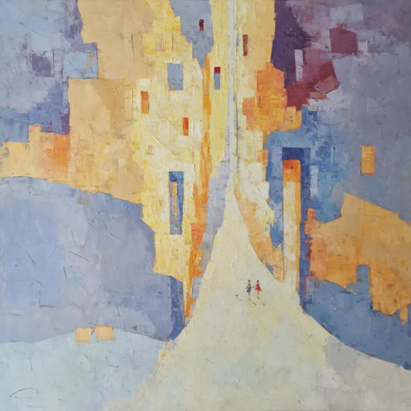 Peinture Je veux te voir par Tomàs | Tableau Abstrait Urbain Scènes de vie Huile