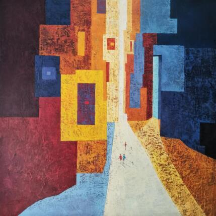 Peinture Une journée splendide par Tomàs | Tableau Abstrait Huile Société, Urbain