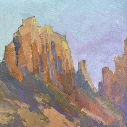 Painting Red rocks dawn by Carrillo Cindy | Painting Figurative Oil Landscapes