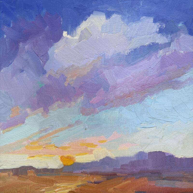Painting Mesa view sunset by Carrillo Cindy | Painting Figurative Landscapes Oil