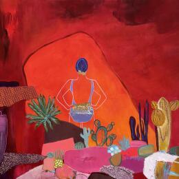 Peinture Le rocher envoutant par Lau Blou | Tableau Abstrait Acrylique, Carton, Collage