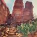Painting Sedona 130 by Seruch Capouillez Isabelle | Painting Figurative Landscapes Urban Nature Watercolor