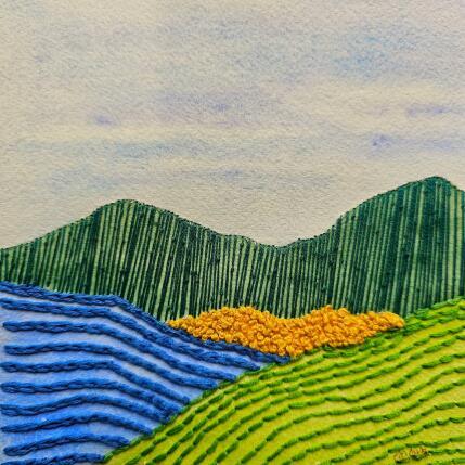 Painting Stitching the silence by Vazquez Laila | Painting Figurative Textile, Watercolor Landscapes