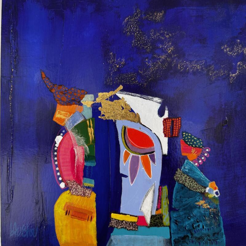 Painting L'oeil dans la nuit by Lau Blou | Painting Abstract Acrylic Gluing