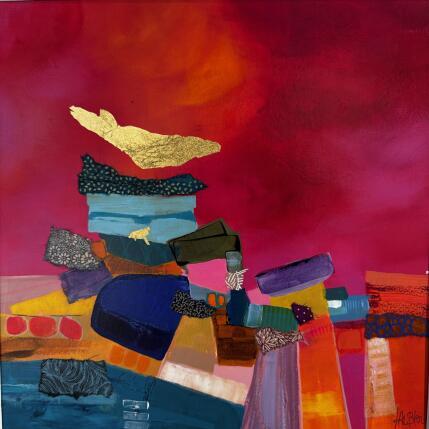 Painting Balade près des cascades 1 by Lau Blou | Painting Abstract Acrylic, Gluing