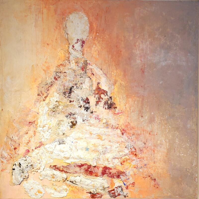 Painting Maternité by Rocco Sophie | Painting Raw art Acrylic Gluing Sand