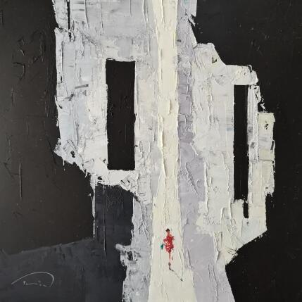 Painting Une tache de lumière by Tomàs | Painting Abstract Oil Black & White, Society, Urban