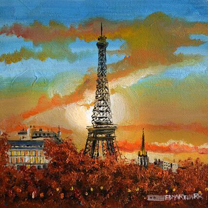 Peinture PARIS EN OCRE par Rodriguez Rio Martin | Tableau Impressionnisme Huile Urbain