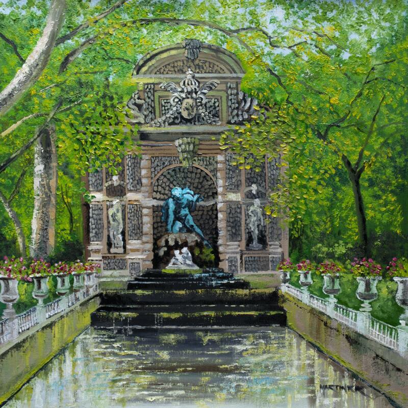 Peinture Fontaine Médicis par Rodriguez Rio Martin | Tableau Figuratif Urbain Huile