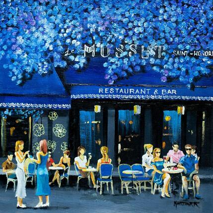 Peinture Instants au Café Musset  par Rodriguez Rio Martin | Tableau Figuratif Huile Urbain