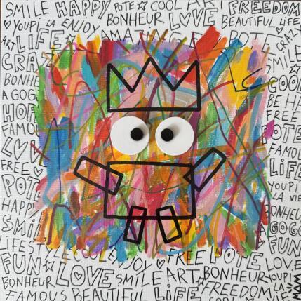 Painting STREET YOUPI POTE by Mam | Painting Pop-art Acrylic Black & White, Minimalist, Pop icons