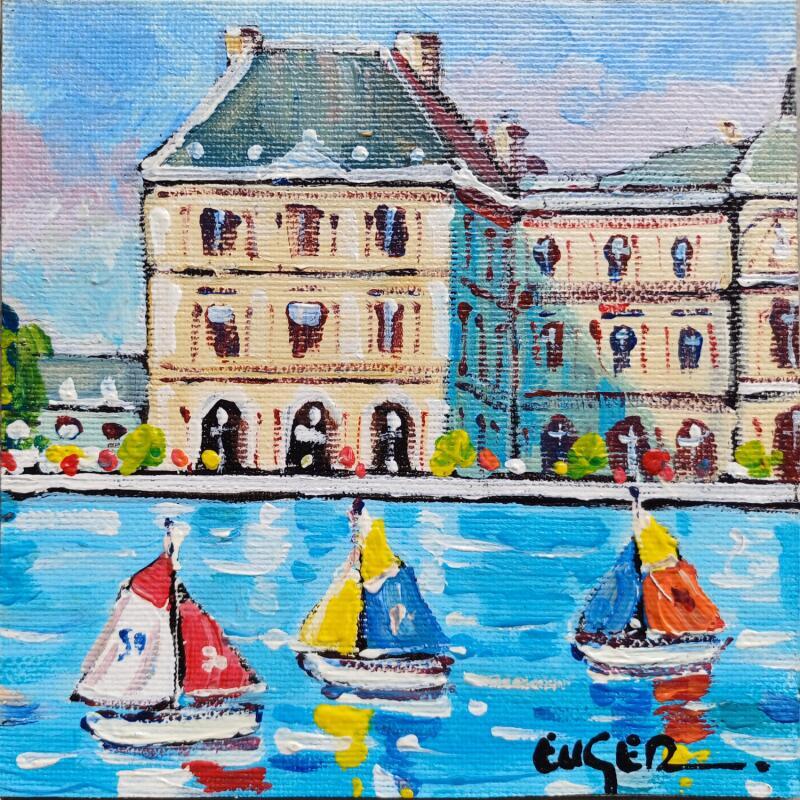 Painting LES PETITS VOILIERS DES BASSINS AUX JARDINS DU LUXEMBOURG by Euger | Painting Figurative Acrylic