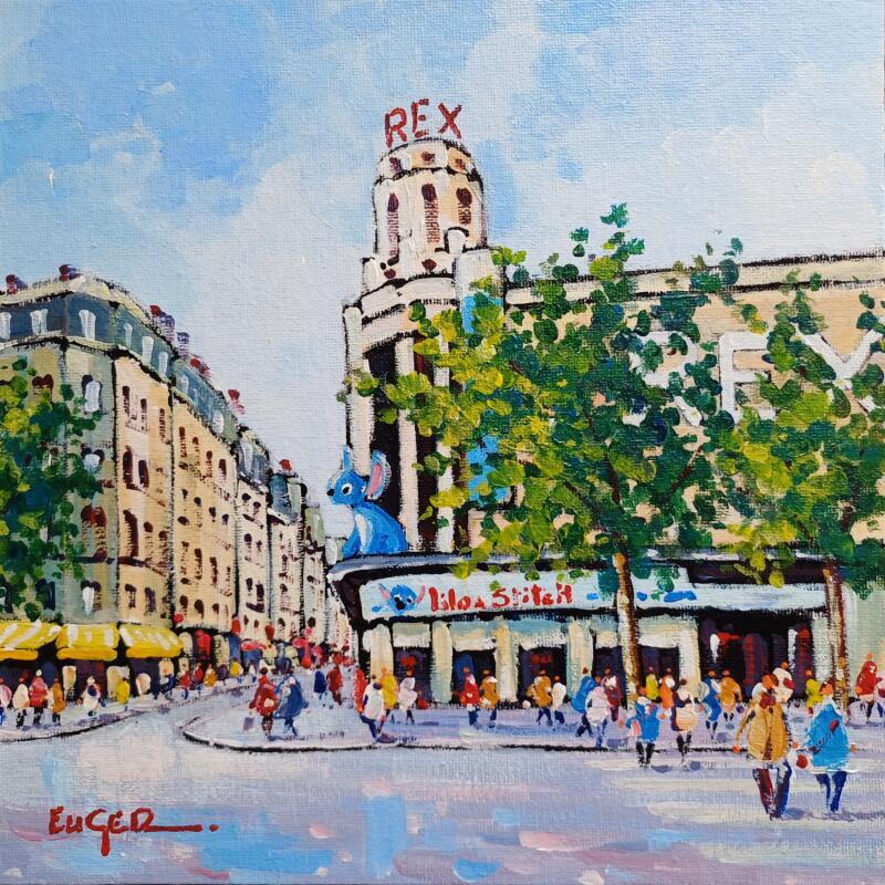 Gemälde LE GRAND REX A PARIS von Euger | Gemälde Figurativ Gesellschaft Urban Alltagsszenen Acryl