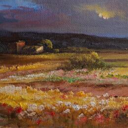 Peinture Anocheciendo par Cabello Ruiz Jose | Tableau Figuratif Huile Paysages