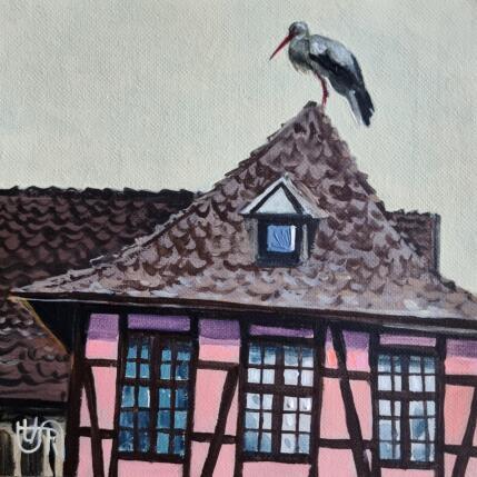 Peinture Stork and evening par Rasa | Tableau Figuratif Acrylique Urbain