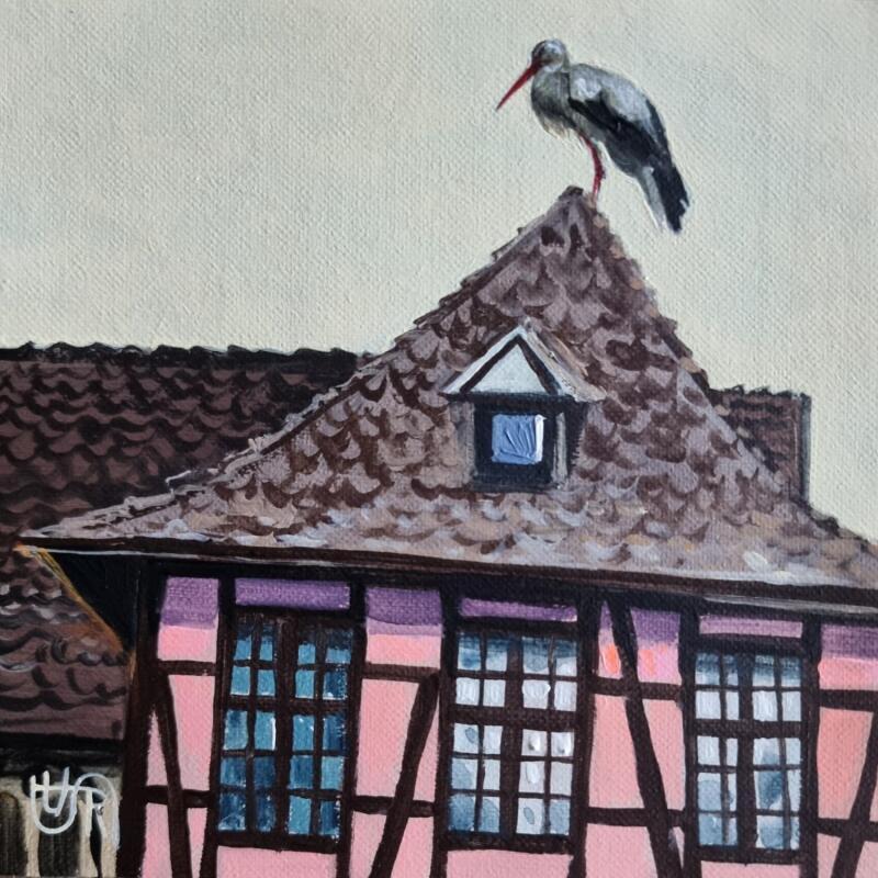 Peinture Stork and evening par Rasa | Tableau Figuratif Urbain Acrylique