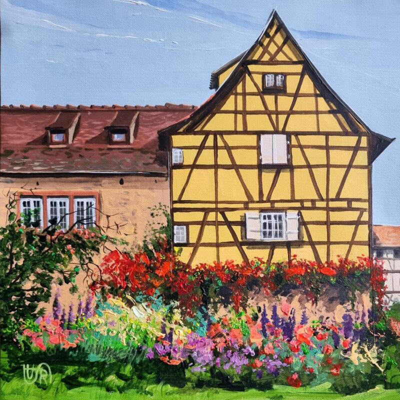 Peinture Dronned in flowers par Rasa | Tableau Figuratif Urbain Acrylique