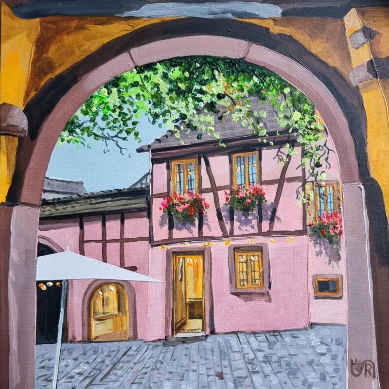 Peinture Evening is coming to the city par Rasa | Tableau Figuratif Urbain Acrylique