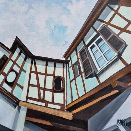 Peinture To the sky par Rasa | Tableau Figuratif Acrylique Urbain