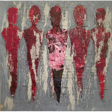 Peinture Les complices par Rocco Sophie | Tableau Art Singulier Acrylique, Collage, Sable