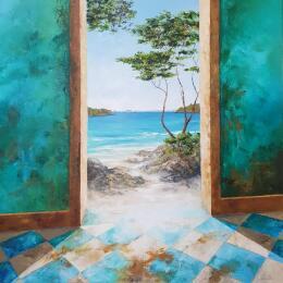 Painting Les Pieds dans l'eau by Bessé Laurelle | Painting