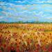 Peinture Coquelicots dans un champ de blé  par Amblard Florence | Tableau Impressionnisme Nature Acrylique