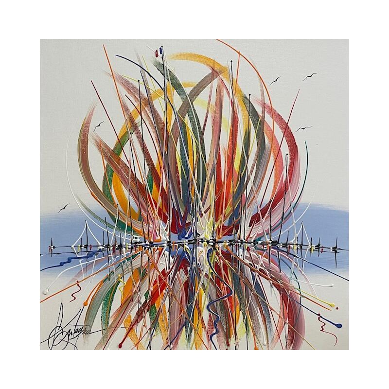 Painting feu d'artifices à Cannes by Fonteyne David | Painting Figurative Acrylic