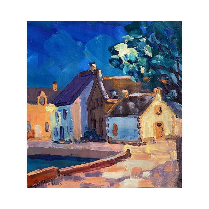 Painting Saint Cado, lumières de nuit by Aliamus Béatrice | Painting Figurative Urban Oil