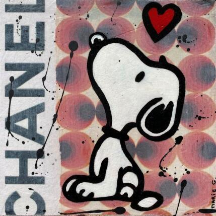 Peinture F2  Snoopy Chanel par Marie G.  | Tableau Pop-art Acrylique, Bois, Collage Icones Pop