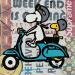 Peinture F4  balade en Vespa par Marie G.  | Tableau Pop-art Icones Pop Bois Acrylique Collage